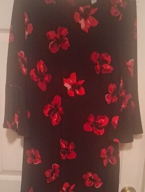 Tommy Hilfiger Black Dress with Red Floral Print Size 6